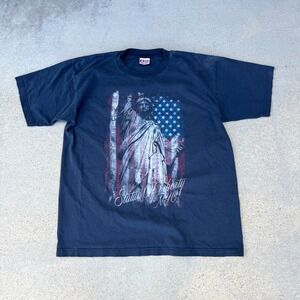 Vintage New York T Shirt Size XL Navy Bayside Statue Of Liberty